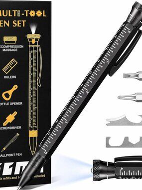 Multi-Function Aluminum Pen 11-in-1 Tool Set – LED Flashlight(1 Pack)